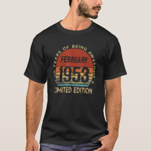 Camiseta Fevereiro De 1953 Vintage, 70 Anos De Nascimento R