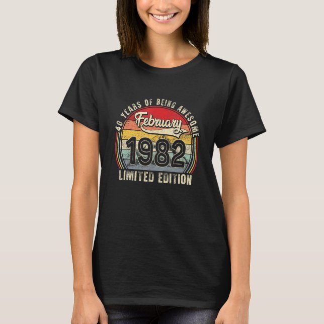 Camiseta Fevereiro De 1982 Retro 40º Bday (Frente)