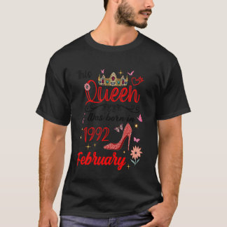 Camiseta Fevereiro de 1992 Aniversário Esta Rainha Nasceu e