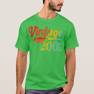Camiseta Fevereiro De 2005 Birthday Vintage Fevereiro De 20