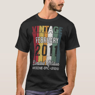 Camiseta Fevereiro De 2011 Vintage, 12 Anos De Nascimento R