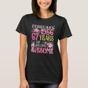 Camiseta Fevereiro Rapariga 1956 67º Aniversário 67 Anos
