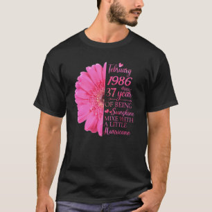Camiseta Fevereiro Rapariga 1986 37 Anos 37 Anos Aniversári