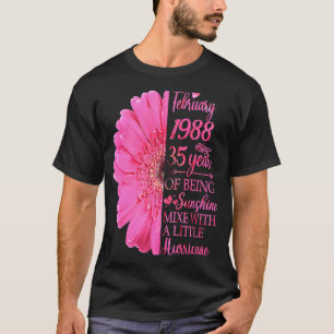 Camiseta Fevereiro Rapariga 1988 35 Anos 35 Anos Aniversári