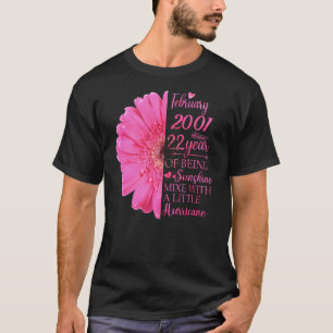 Camiseta Fevereiro Rapariga 2001 22 anos 22 anos Aniversári