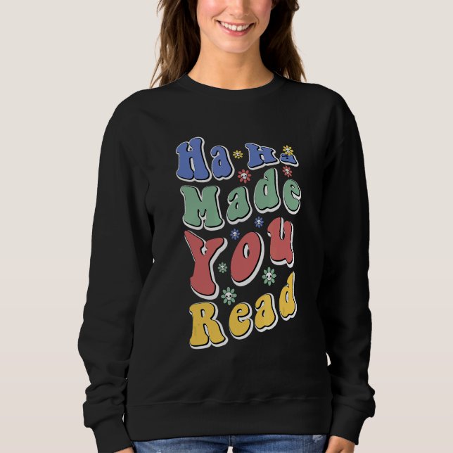 Camiseta Fez Você Ler   Professora Retro Groovy F (Frente)