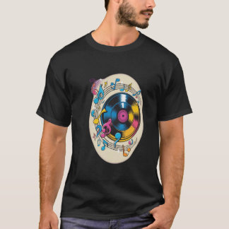 Camiseta fiação de discos de vinilo