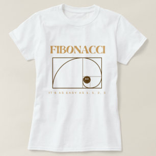 Camiseta Fibonacci com texto castanho para amantes da matem