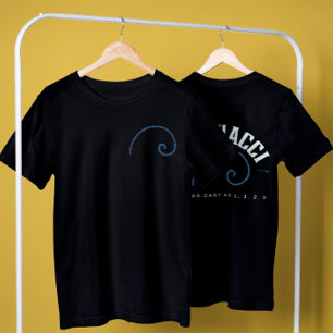 Camiseta Fibonacci de frente e de trás de matemática fácil