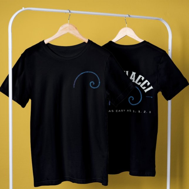 Camiseta Fibonacci de frente e de trás de matemática fácil  (Criador carregado)