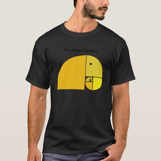 Camiseta Fibonacci Elefante de Proporção do Ouro (Frente)