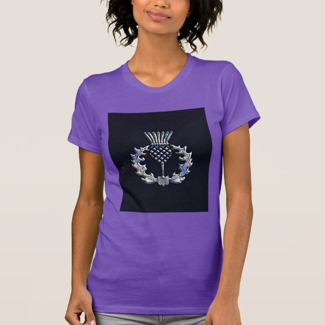 Camiseta Fibra de Impressão de Prata Escocesa (Frente)