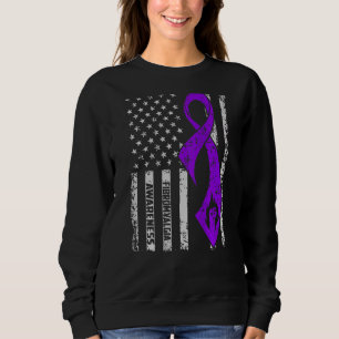 Camiseta Fibromialgia Consciência Eu Visto Fita Roxa Americ