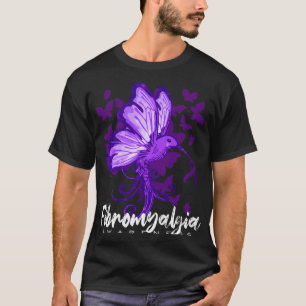 Camiseta Fibromialgia Consciência Hummingbird Segurando Rox