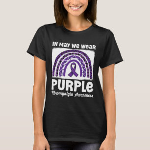 Camiseta Fibromialgia do Guerreiro Fibro-Arco-Íris Roxo