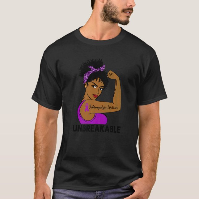 Camiseta Fibromialgia Guerreira Mulheres Negras Isoláveis (Frente)