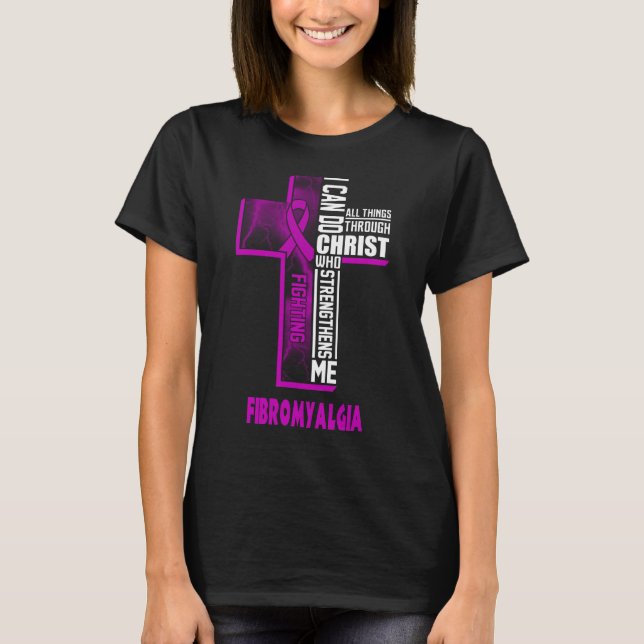 Camiseta fibromialgia guerreira pode fazer tudo Cristo (Frente)