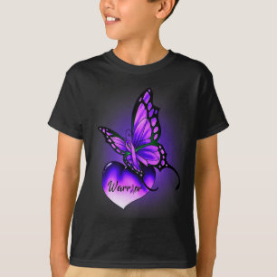 Camiseta Fibromialgia Sensibilização Guerreiro Roxo Botão d