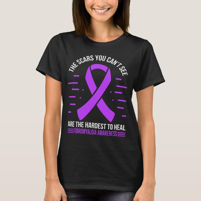 Camiseta Fibromialgia Sobrevivente Fibromialgia Roxa Fita (Frente)