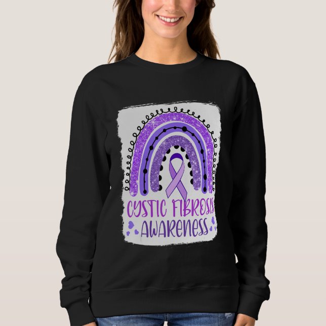 Camiseta Fibrose Cística Sensibilização Branqueada Roxo Arc (Frente)