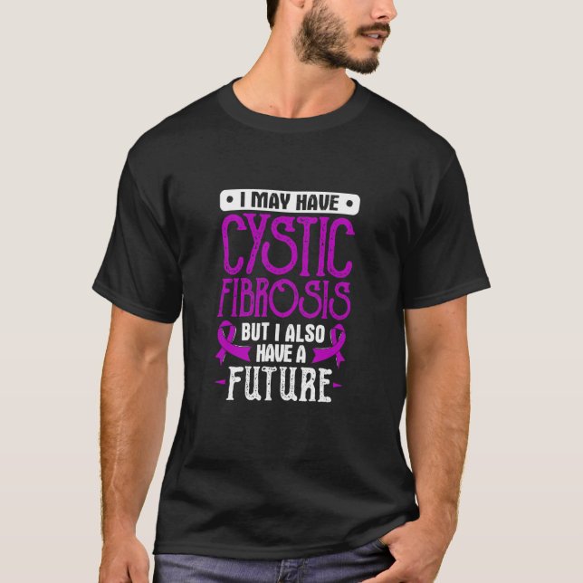 Camiseta Fibrose Cística Sensibilização da Fita Roxa (Frente)