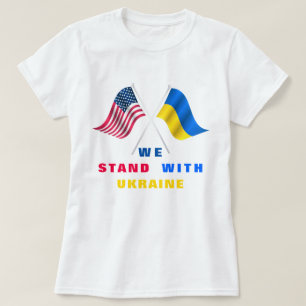 Camiseta Ficamos com a Ucrânia - a bandeira dos EUA - a ba