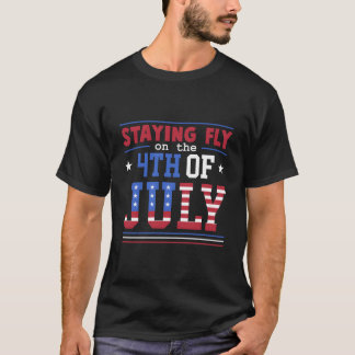 Camiseta Ficando Voando no Dia 4 de Julho com a Bandeira Am