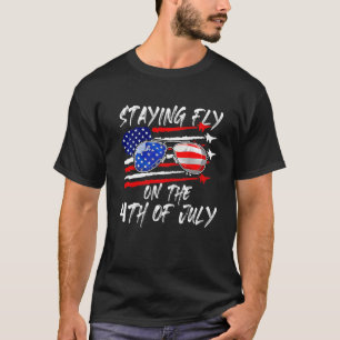 Camiseta Ficando Voando No Dia 4 De Julho Da Bandeira Ameri