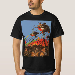 Camiseta Ficção Científica Antiga HG Wells Guerra dos Mundo