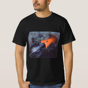 Camiseta Ficção científica retrô, foguete lunar decolando