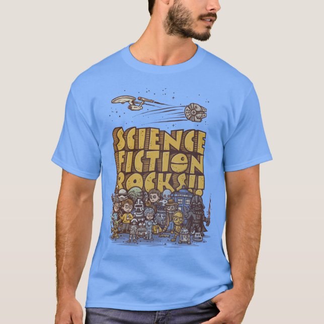 Camiseta Ficção científica rola retrô (Frente)