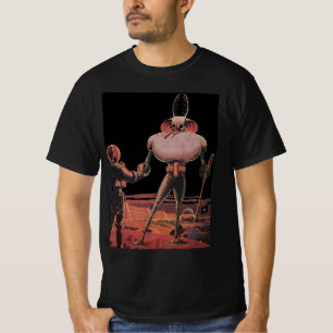 Camiseta Ficção Científica Vintage Astronauta Apertar Mão A