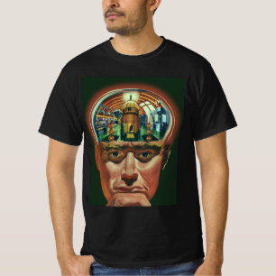Camiseta Ficção Científica Vintage, Cérebro Alien no Labora