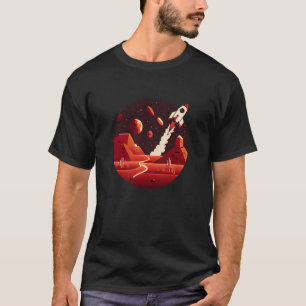 Camiseta Ficção Vintage de Ciência Espacial de Marte Geeks