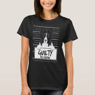 Camiseta Ficha Criminal de Border Collie Cachorro Culpado