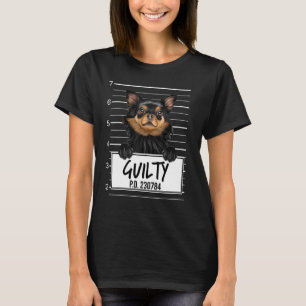 Camiseta Ficha Criminal de Cachorro Chihuahua Preto Culpado