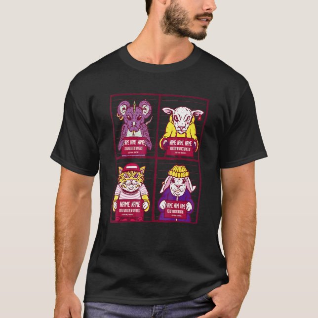 Camiseta Ficha Criminal de Ratos na Prisão (Frente)