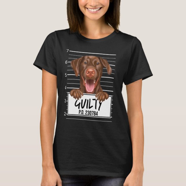 Camiseta Ficha Criminal do Labrador Retriever Marrom Culpad (Frente)