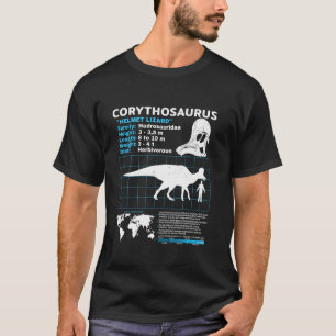 Camiseta Ficha informativa do Corythosaurus Fatos sobre Din