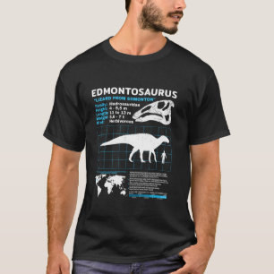 Camiseta Ficha informativa do Edmontossauro Fatos sobre Din