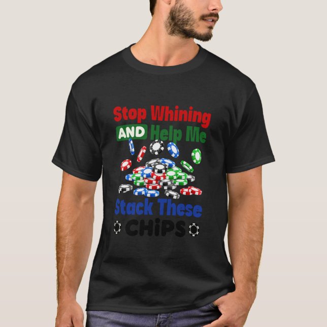 Camiseta Fichas de pôquer engraçadas de cassino, mesas de j (Frente)