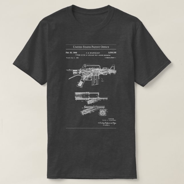 Camiseta Ficheiro Automático Colt de Patente dos EUA (Frente do Design)