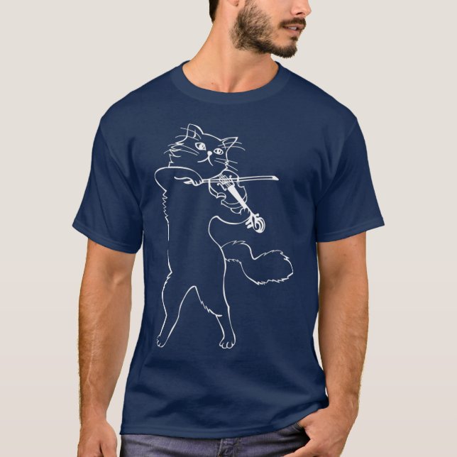 Camiseta Fiddle Violin Cat Musician Instrument Band (Frente)