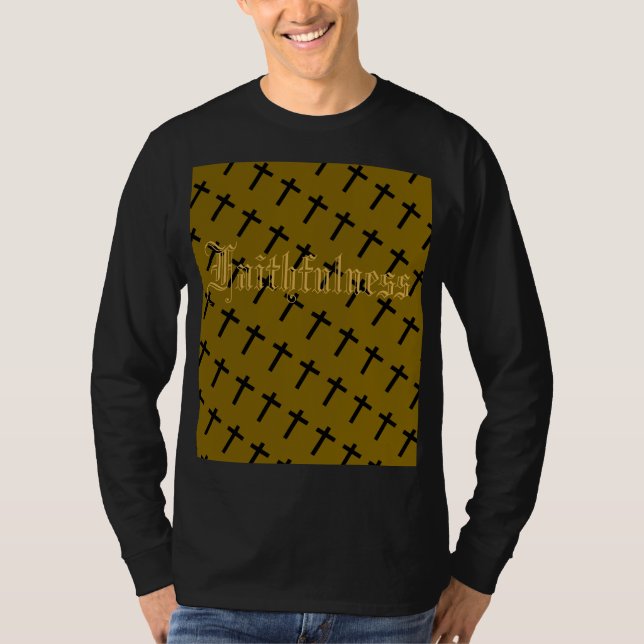 Camiseta Fidelidade fruto do espírito manga longa preta (Frente)