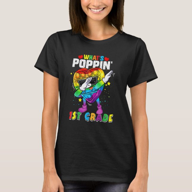 Camiseta Fidget Toy What's Poppin 1st Grade 100th Day Of Sc (Frente)