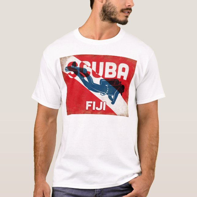Camiseta Fidji Scuba Diver - Verso Azul (Frente)