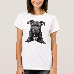 Camiseta Fiel Cachorro Pitbull Preto Orgulhosa Mãe e Pai de