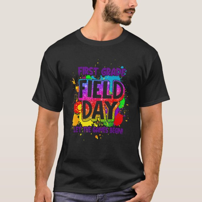 Camiseta Field Day First Grade Let The Games Begin Kids Col (Frente)