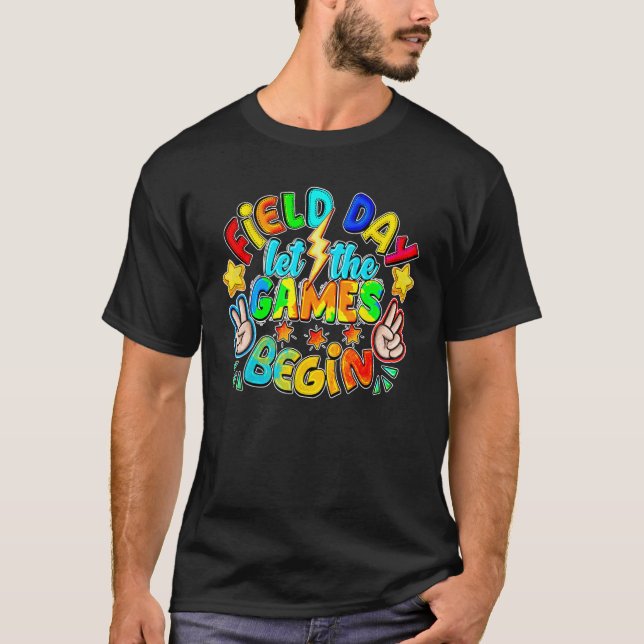 Camiseta Field Day Let The Games Begin Teacher Boys Kids Fi (Frente)