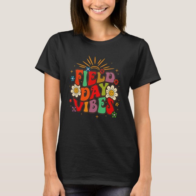 Camiseta Field Day Vibes Summer Teacher Kids Last Day Of Sc (Frente)